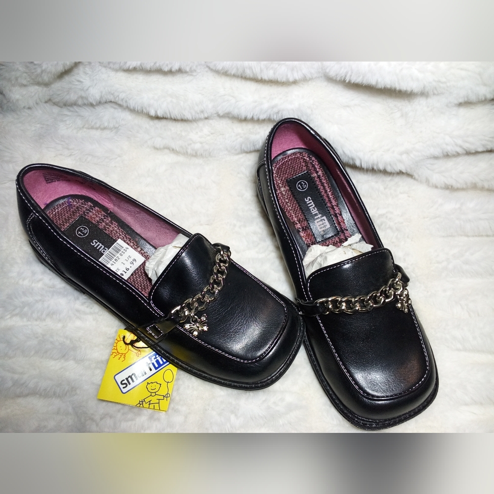 SmartFit Black Girls Leather Shoes